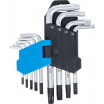 BGS Winkelschlüssel-Satz | kurz | T-Profil (für Torx) mit Bohrung T10 - T50 | 9-tlg.