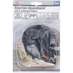 BGS Knarren-Spannband | mit 2 schweren Haken | 5 m x 24 mm
