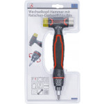 BGS Wechselkopf-Hammer | mit Ratschen-Drehgriff für Bits, umschaltbar | 3-in-1
