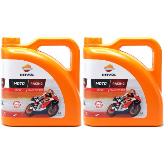 Repsol Motorrad Motoröl MOTO RACING 4T 10W50 2x 4l = 8 Liter