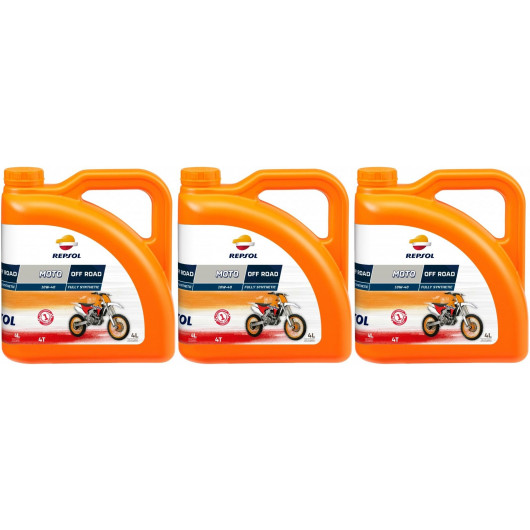 Repsol Motorrad Motoröl MOTO OFF ROAD 4T 10W40 3x 4l = 12 Liter