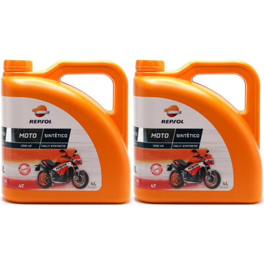 Repsol Motorrad Motoröl MOTO SINTETICO 4T 10W40 2x 4l = 8 Liter