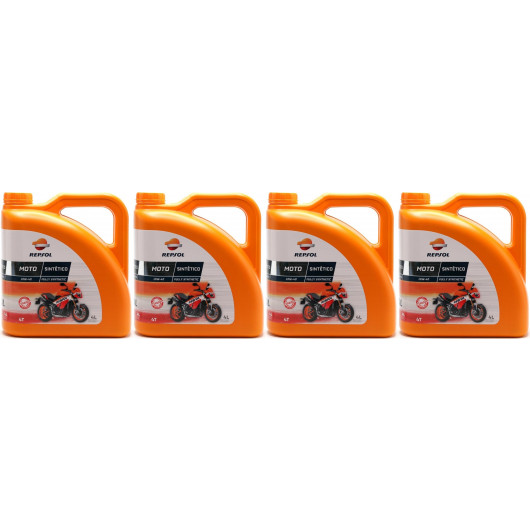 Repsol Motorrad Motoröl MOTO SINTETICO 4T 10W40 4x 4l = 16 Liter