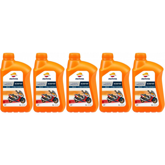 Repsol Motorrad Motoröl MOTO SCOOTER 4T 5W40 1 Liter 5x 1l = 5 Liter