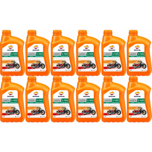 Repsol Motorrad Motoröl MOTO V-TWIN 4T 20W50 1 Liter 12x 1l = 12 Liter