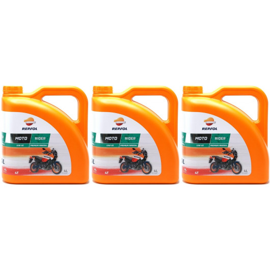 Repsol Motorrad Motoröl MOTO RIDER 4T 15W50 3x 4l = 12 Liter