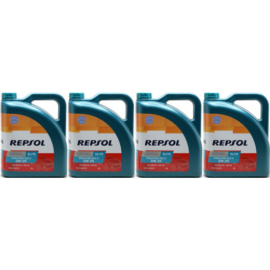 Repsol Motoröl ELITE EVOLUTION ECO V 0W-20 4x 5 = 20 Liter