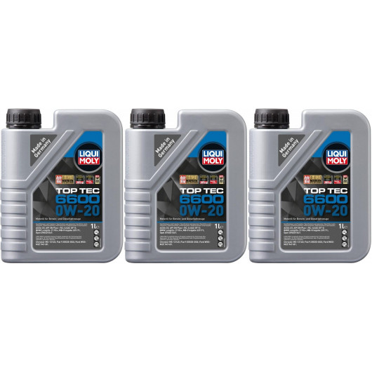 Liqui Moly 21440 Top Tec 6600 0W-20 3x 1l = 3 Liter