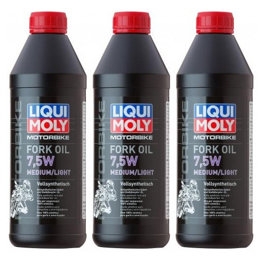 Liqui Moly 2719 Motorbike Fork Oil 7,5W medium/light Gabelöl 3x 1l = 3 Liter