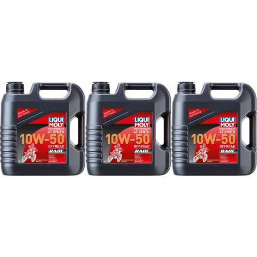 Liqui Moly 3052 Motorbike 4T Synth 10W-50 Offroad Race 3x 4l = 12 Liter