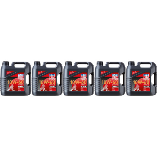 Liqui Moly 3054 Motorbike 4T Synth 10W-60 Offroad Race 5x 4l = 20 Liter