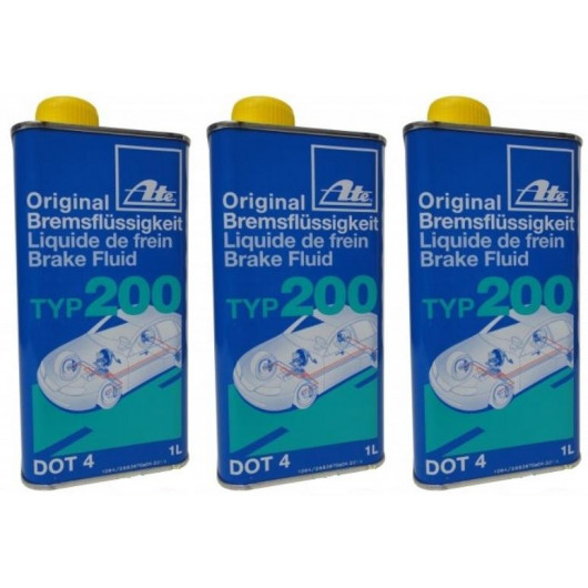 ATE Original Bremsflüssigkeit Typ 200 DOT 4 - 1 Liter 3x 1l = 3 Liter