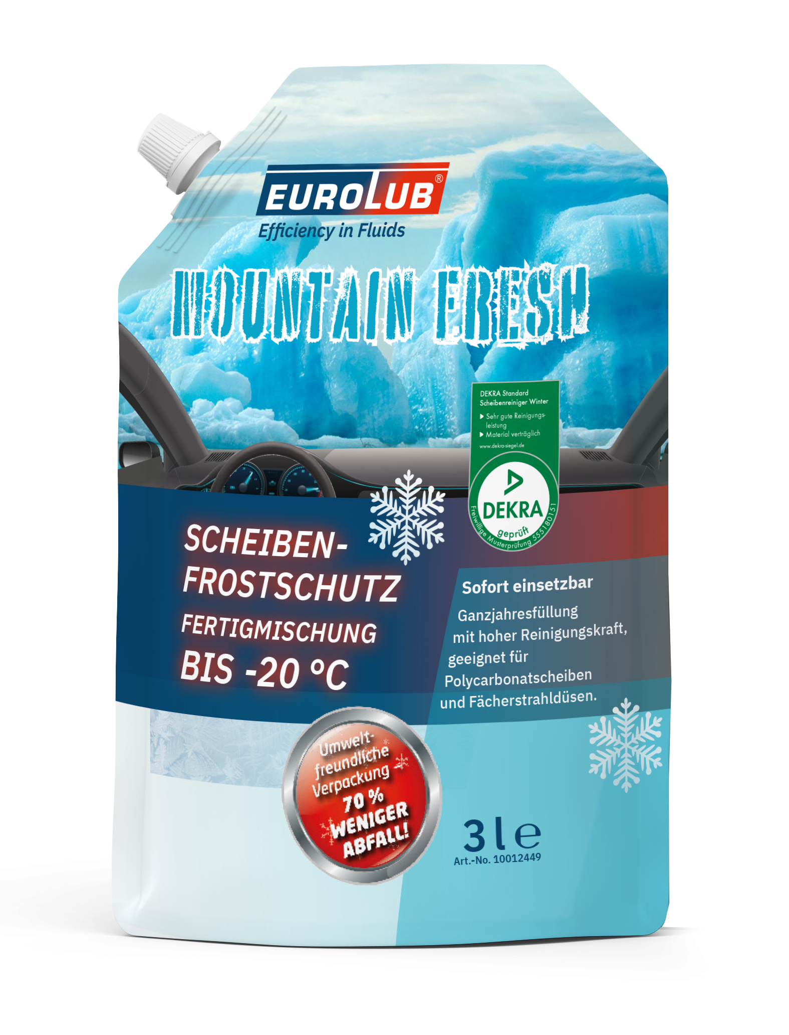 Eurolub Scheibenfrostschutz Mountainfresh Fertigmischung -20 °C 3l Beutel