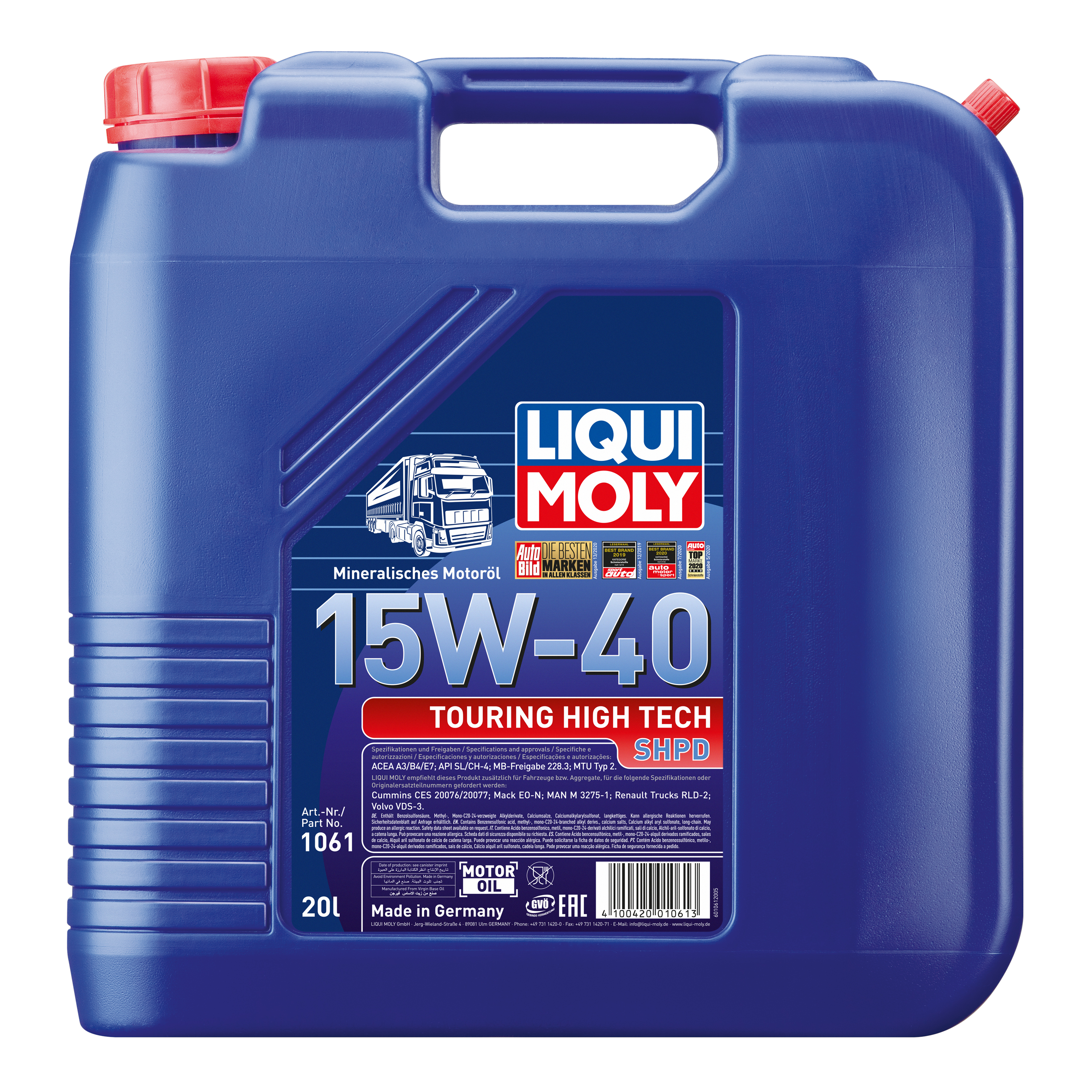 Liqui Moly Touring High Tech SHPD-Motoröl 15W-40 mineralisches NFZ Nutzfahrzeug Diesel Motoröl 20Liter Kanister