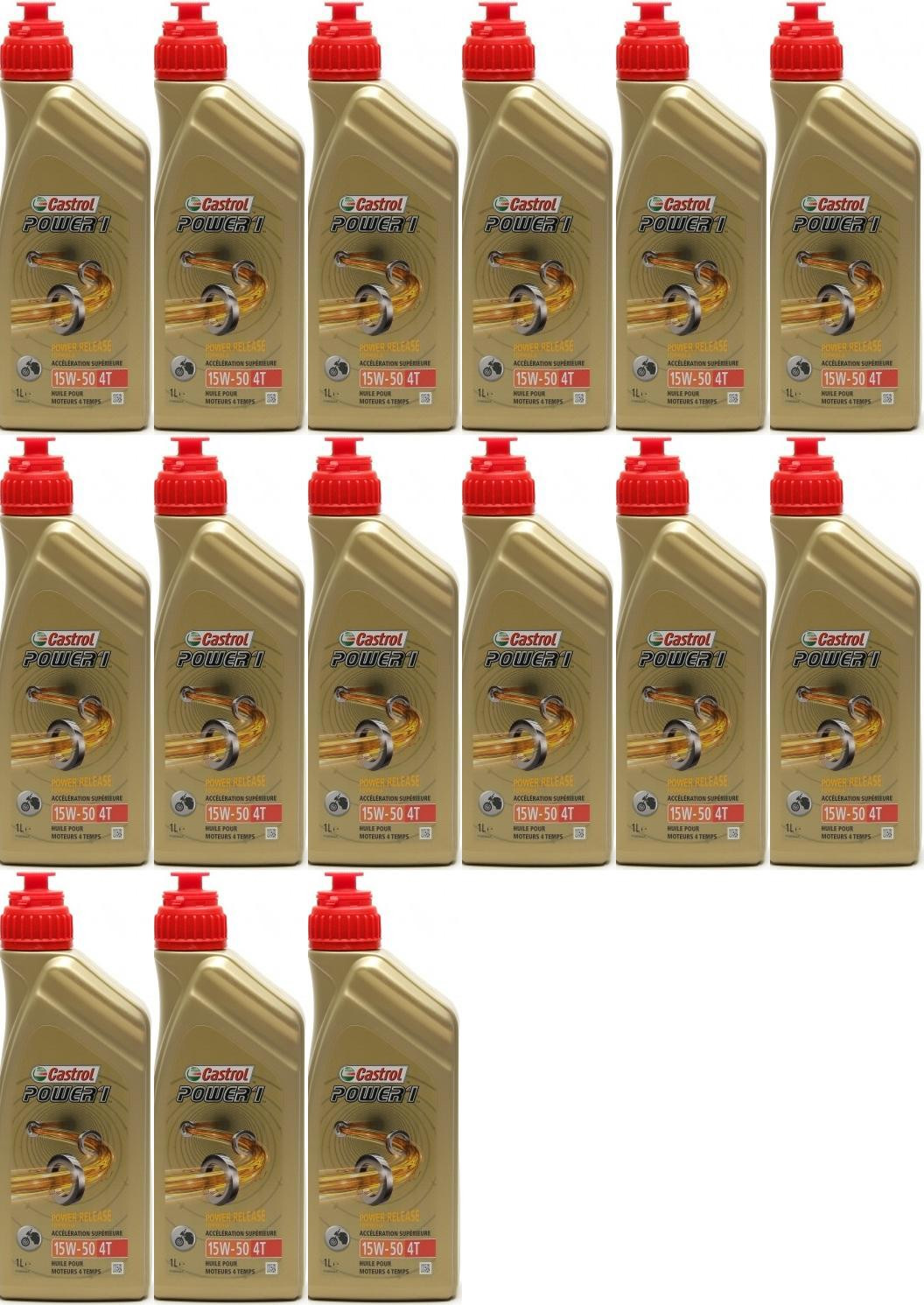Castrol Power 1 4T 15W-50 Motorrad Motoröl 15x 1l = 15 Liter