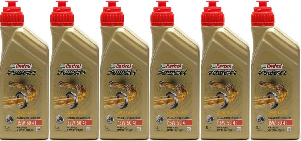 Castrol Power 1 4T 15W-50 Motorrad Motoröl 6x 1l = 6 Liter