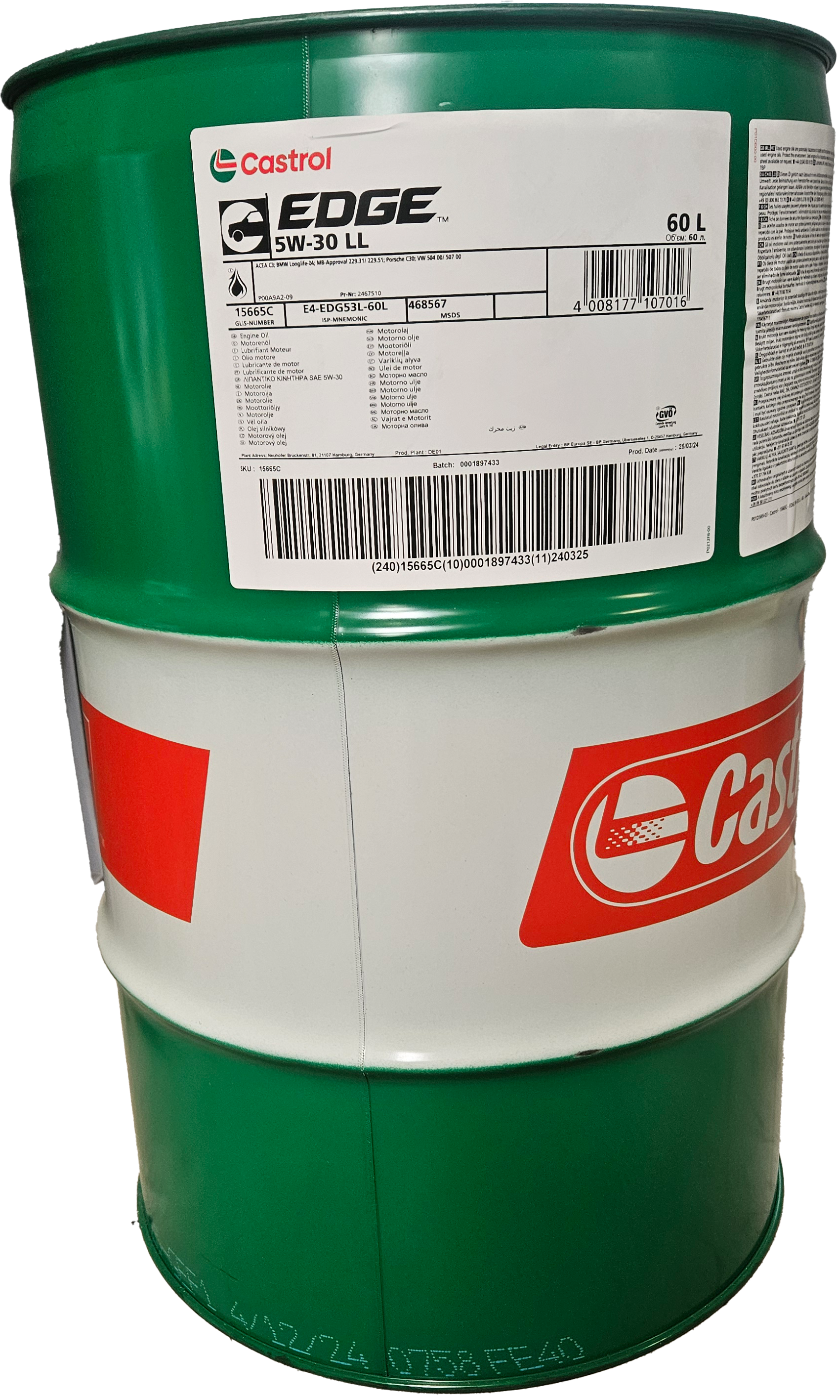 Castrol Edge 5W-30 LL Motoröl 60l Fass