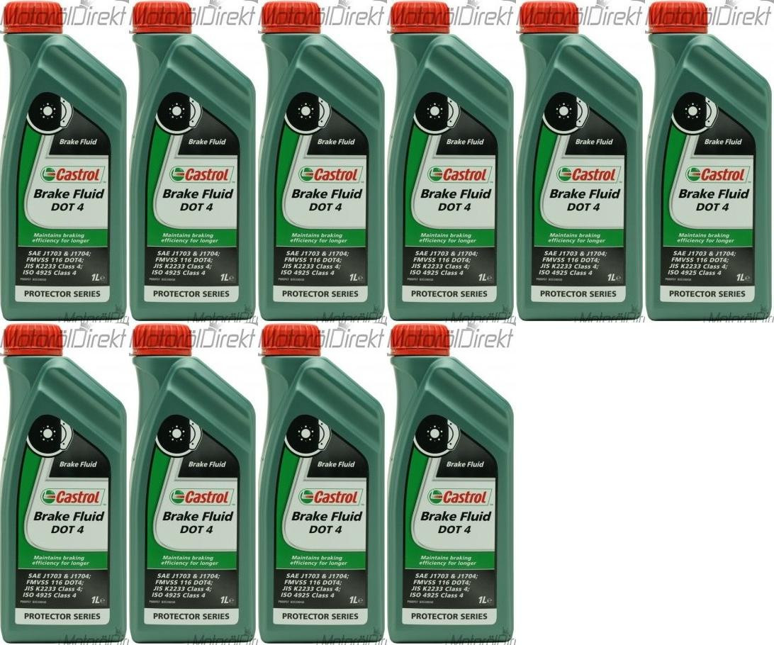 Castrol Brake Fluid DOT 4 Bremsflüssigkeit 10x 1l = 10 Liter
