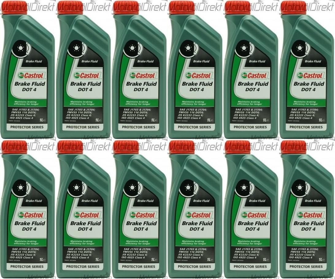 Castrol Brake Fluid DOT 4 Bremsflüssigkeit 12x 1l = 12 Liter