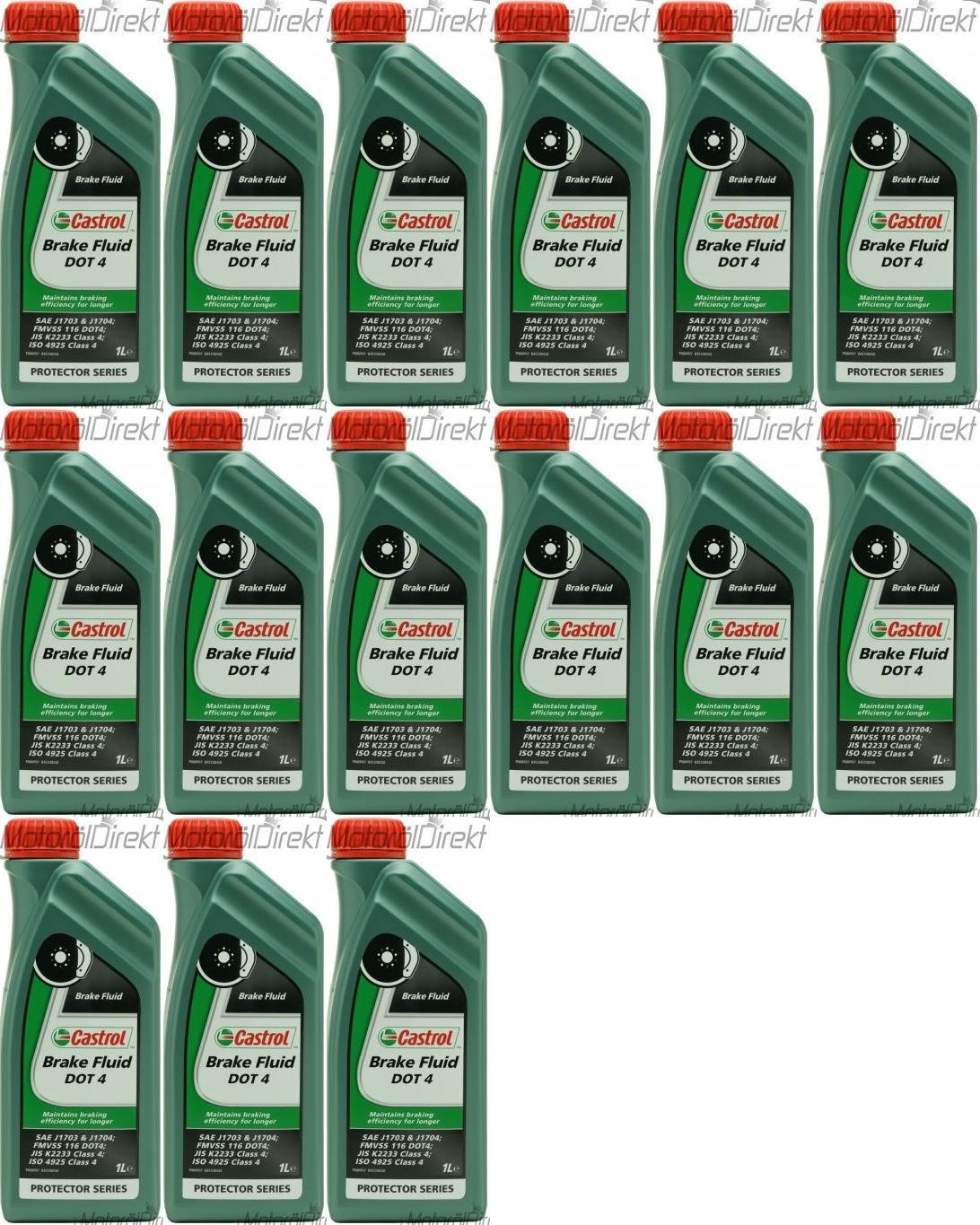 Castrol Brake Fluid DOT 4 Bremsflüssigkeit 15x 1l = 15 Liter