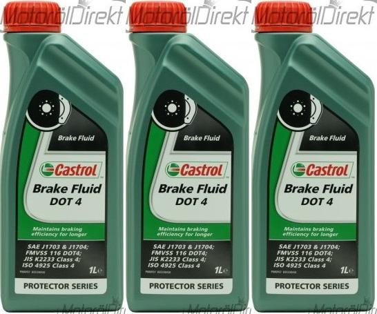 Castrol Brake Fluid DOT 4 Bremsflüssigkeit 3x 1l = 3 Liter