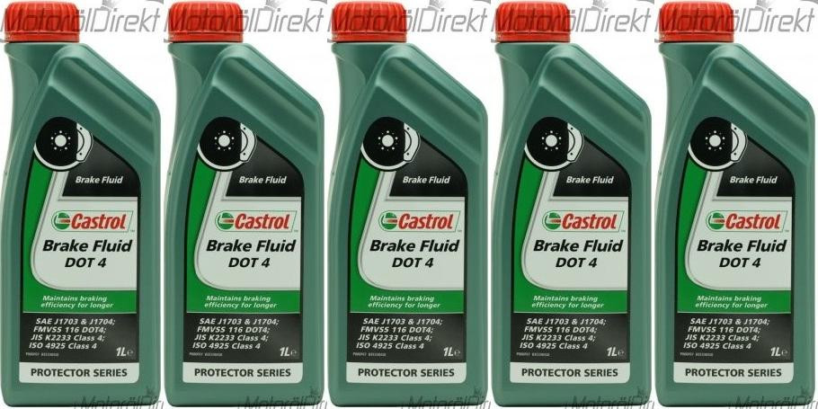 Castrol Brake Fluid DOT 4 Bremsflüssigkeit 5x 1l = 5 Liter