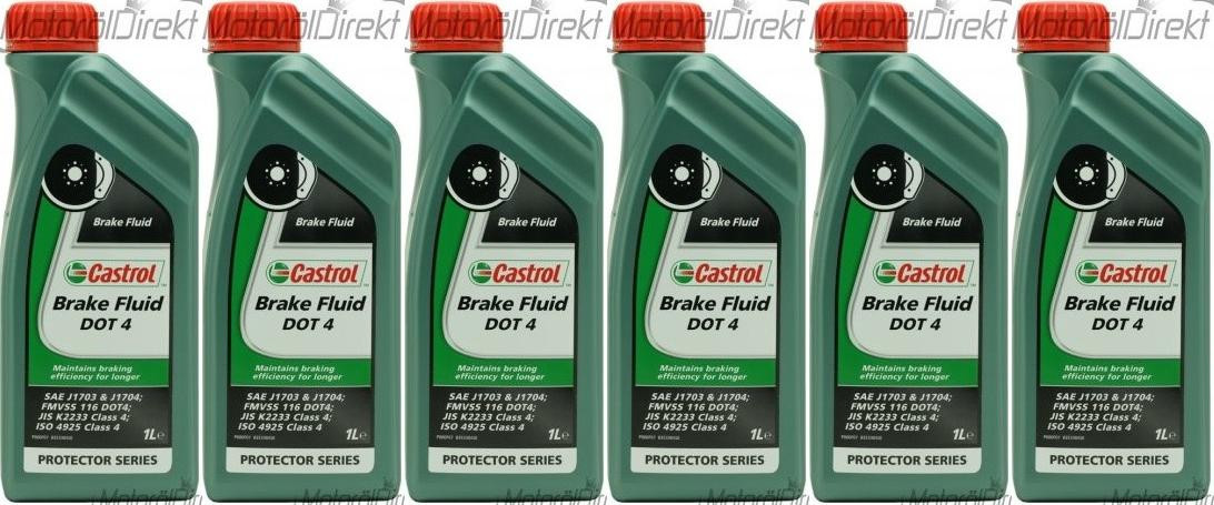 Castrol Brake Fluid DOT 4 Bremsflüssigkeit 6x 1l = 6 Liter