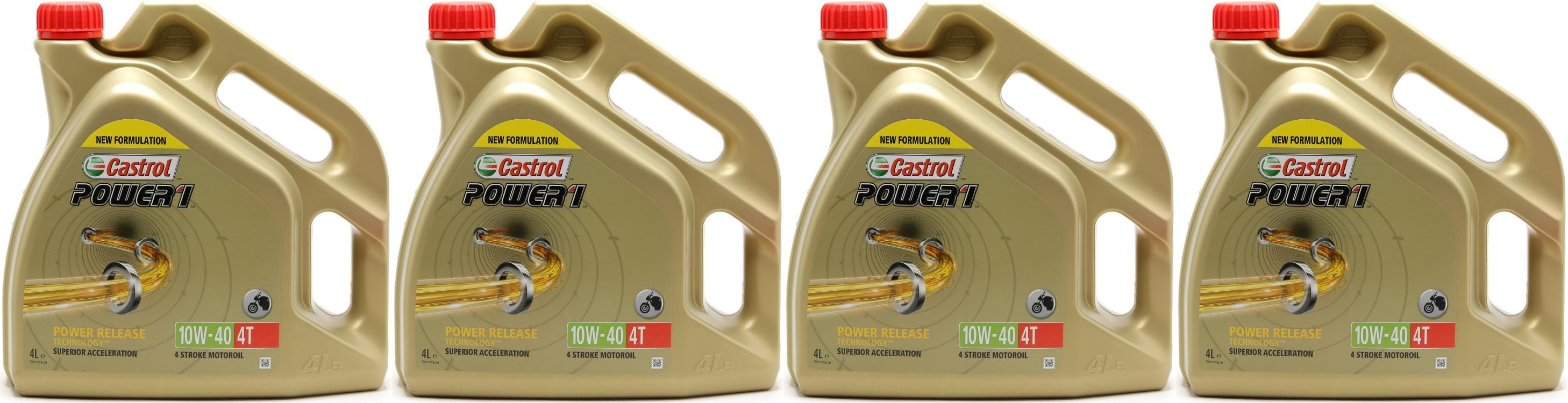Castrol Power 1 4T 10W-40 Motorrad Motoröl 4x 4l = 16 Liter