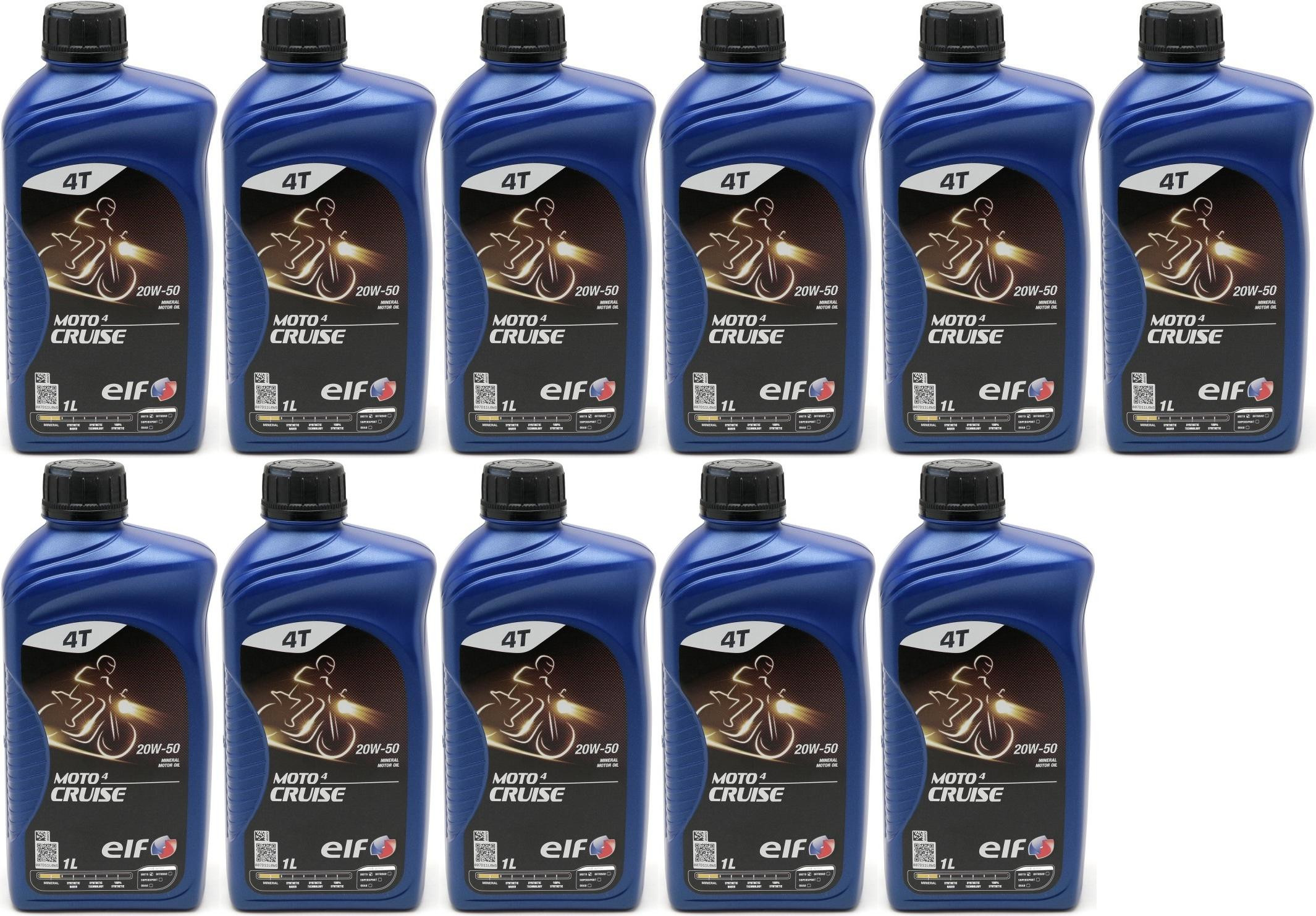 Elf Moto 4 Cruise SAE 20W-50 4T Motorrad Motoröl 11x 1l = 11 Liter
