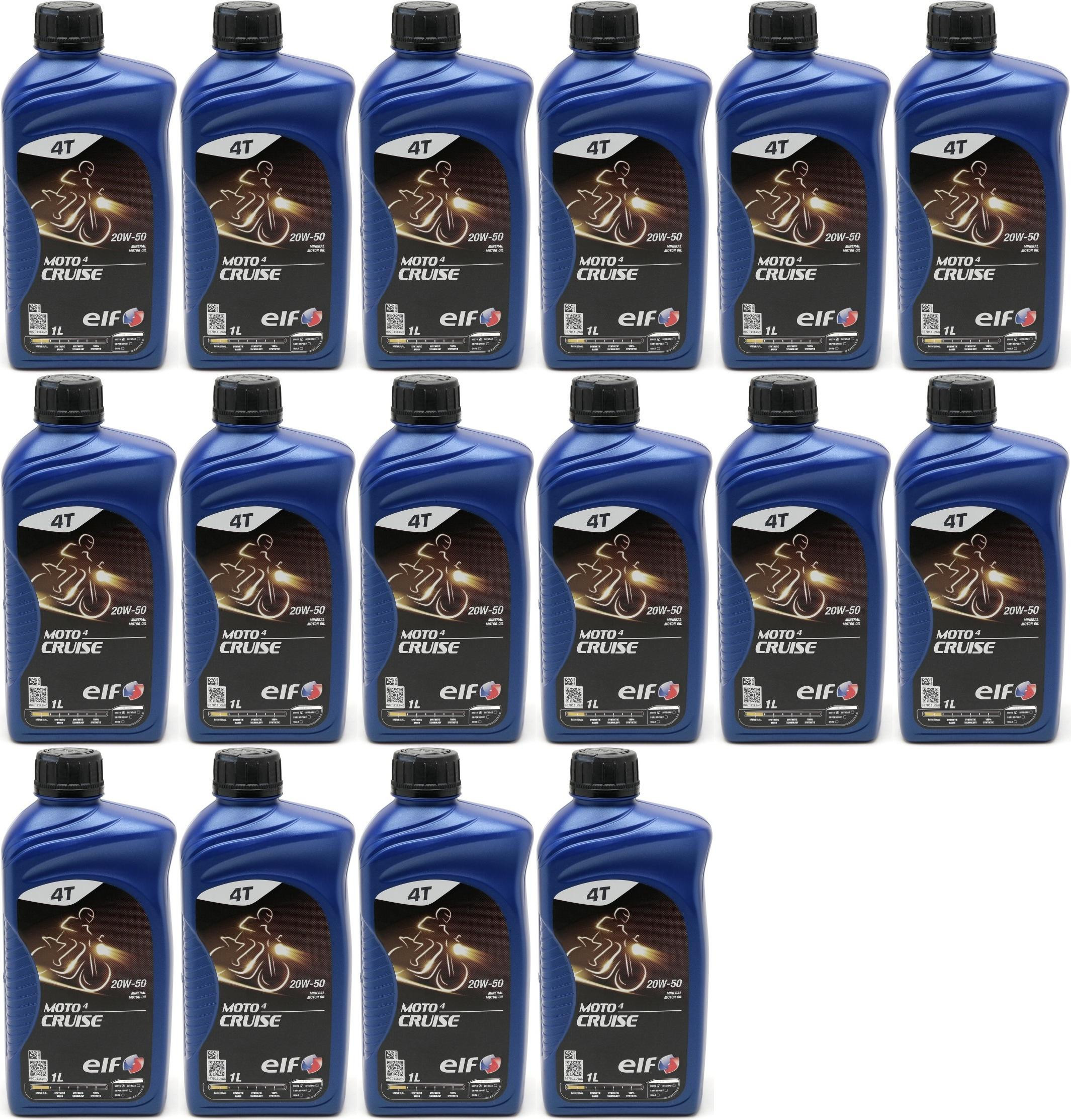 Elf Moto 4 Cruise SAE 20W-50 4T Motorrad Motoröl 16x 1l = 16 Liter