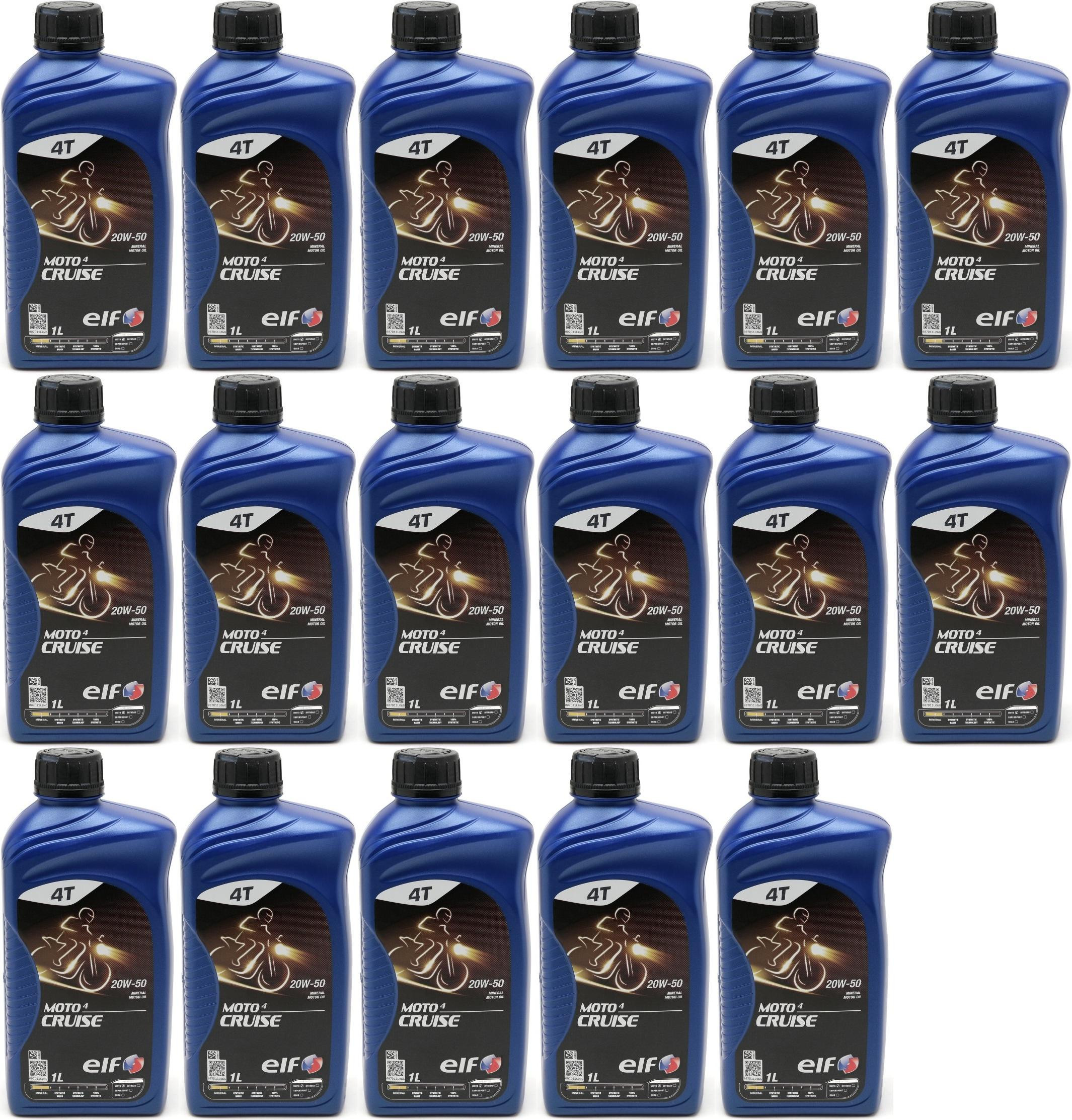 Elf Moto 4 Cruise SAE 20W-50 4T Motorrad Motoröl 17x 1l = 17 Liter