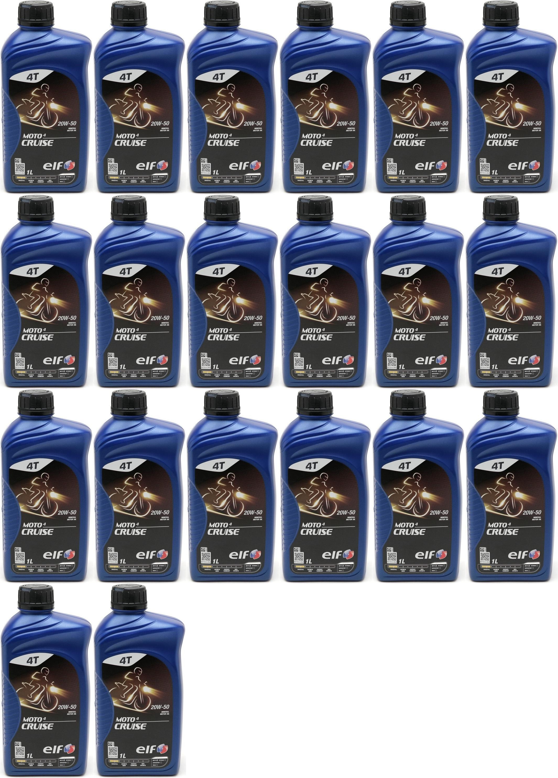 Elf Moto 4 Cruise SAE 20W-50 4T Motorrad Motoröl 20x 1l = 20 Liter