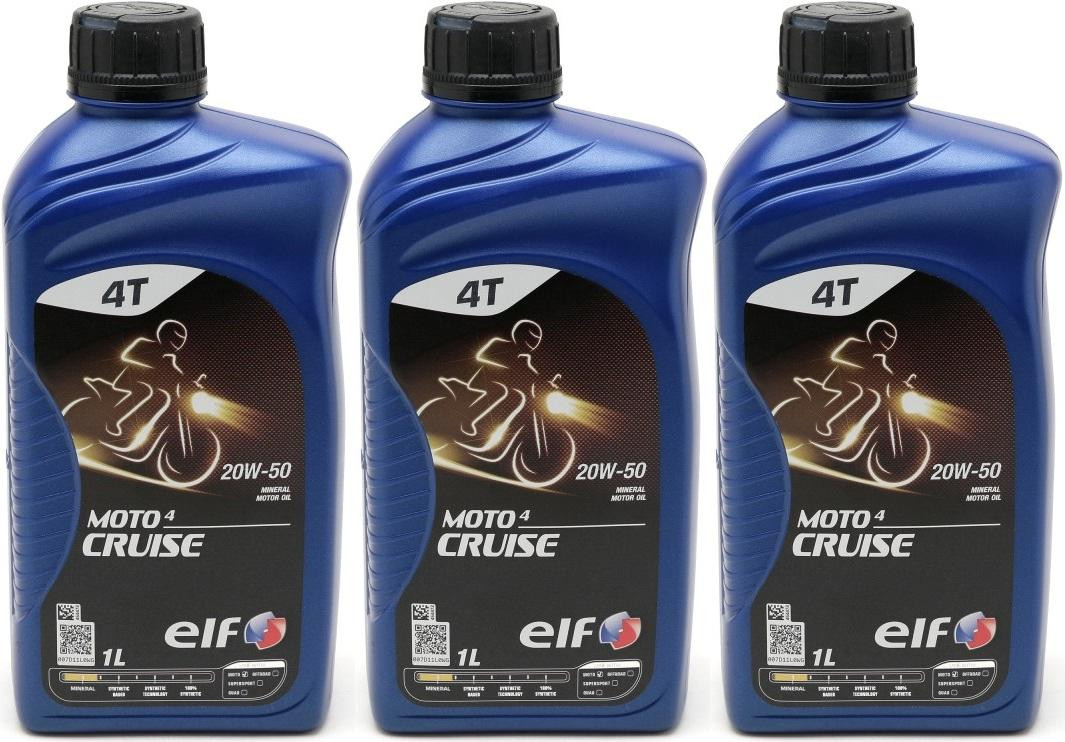 Elf Moto 4 Cruise SAE 20W-50 4T Motorrad Motoröl 3x 1l = 3 Liter