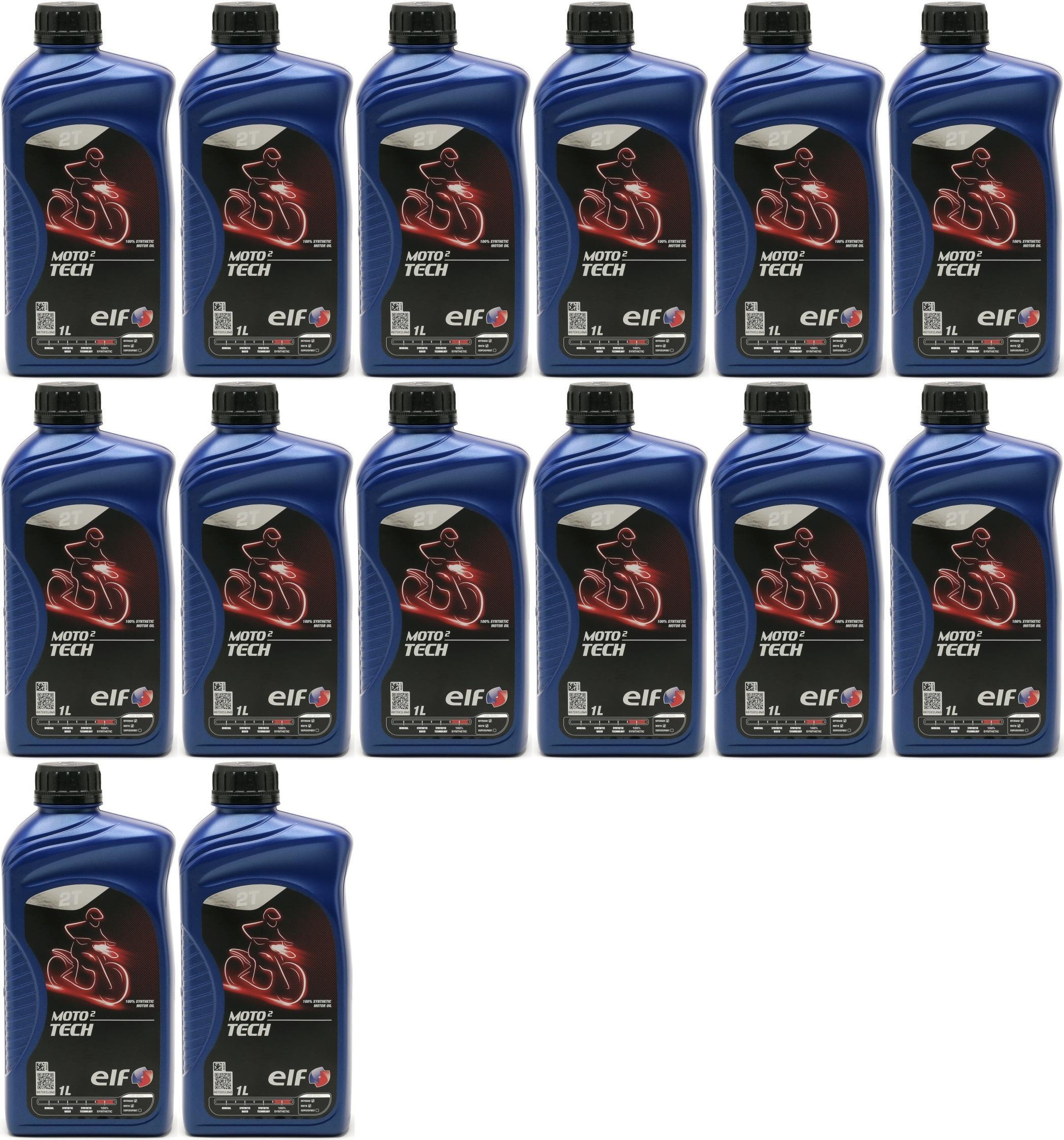 Elf Moto 2 tech 2T vollsynthetisches Motorrad Motoröl 14x 1l = 14 Liter