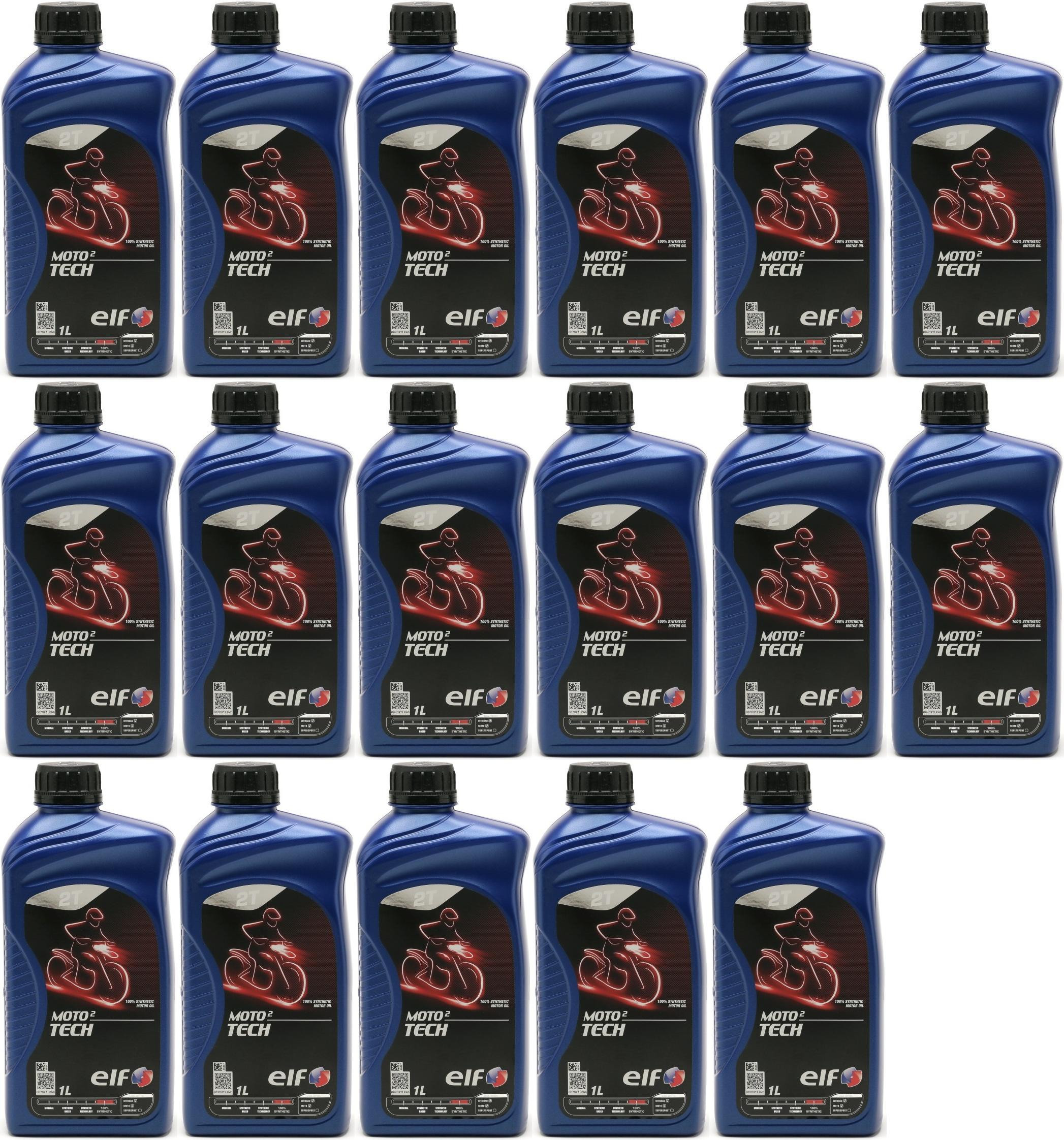 Elf Moto 2 tech 2T vollsynthetisches Motorrad Motoröl 17x 1l = 17 Liter