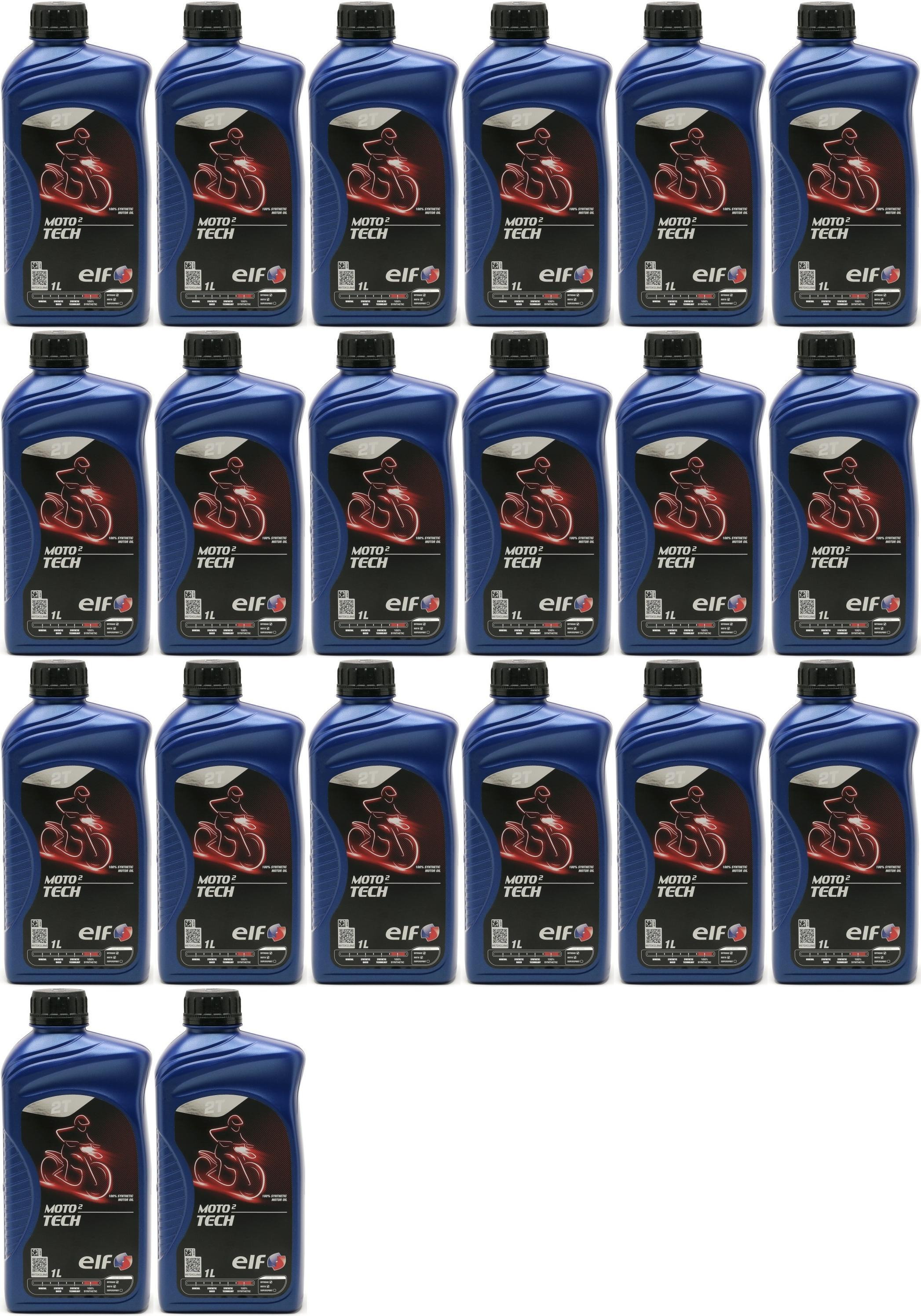 Elf Moto 2 tech 2T vollsynthetisches Motorrad Motoröl 20x 1l = 20 Liter