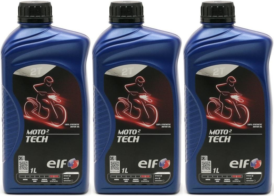 Elf Moto 2 tech 2T vollsynthetisches Motorrad Motoröl 3x 1l = 3 Liter
