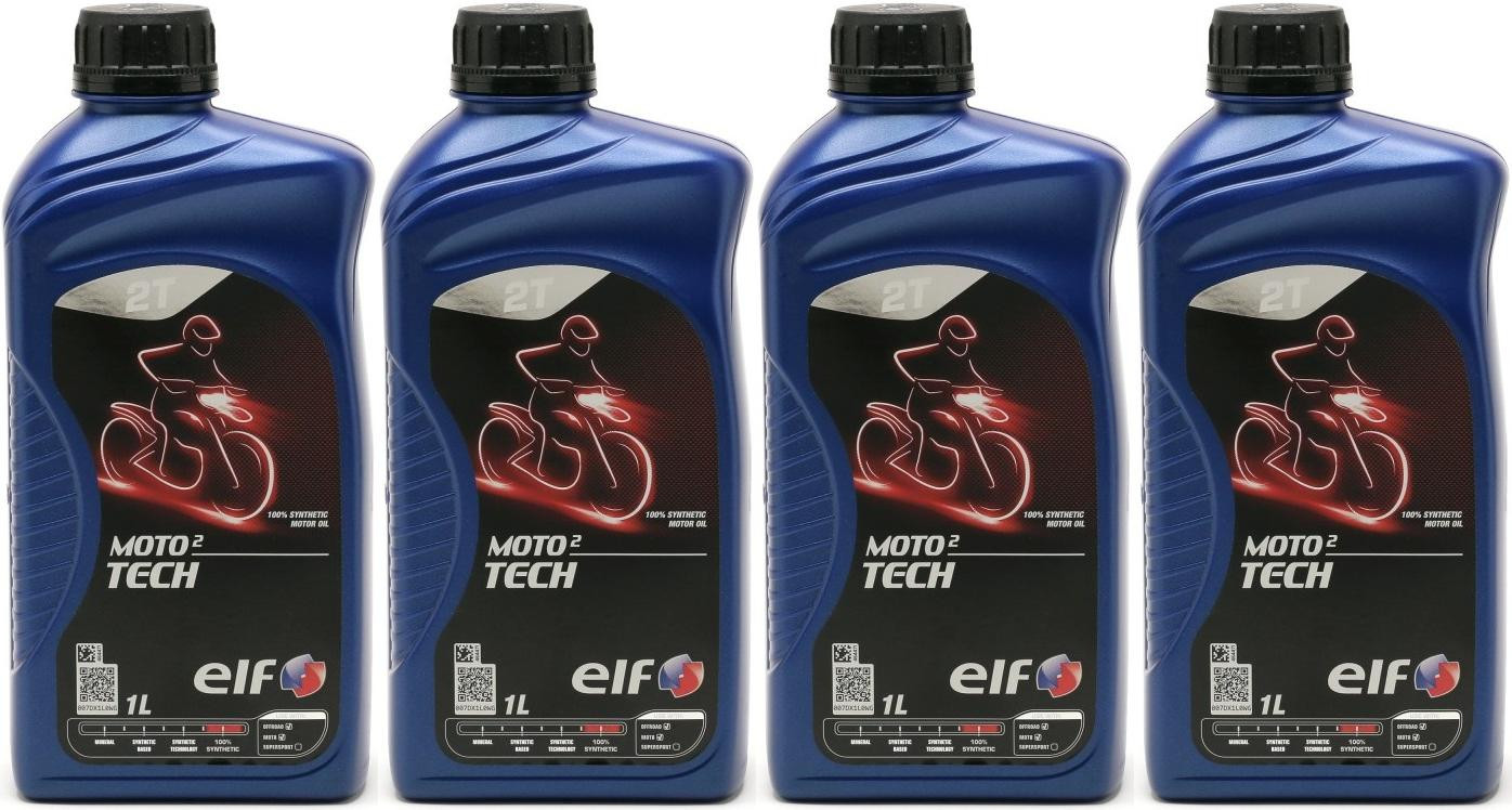 Elf Moto 2 tech 2T vollsynthetisches Motorrad Motoröl 4x 1l = 4 Liter