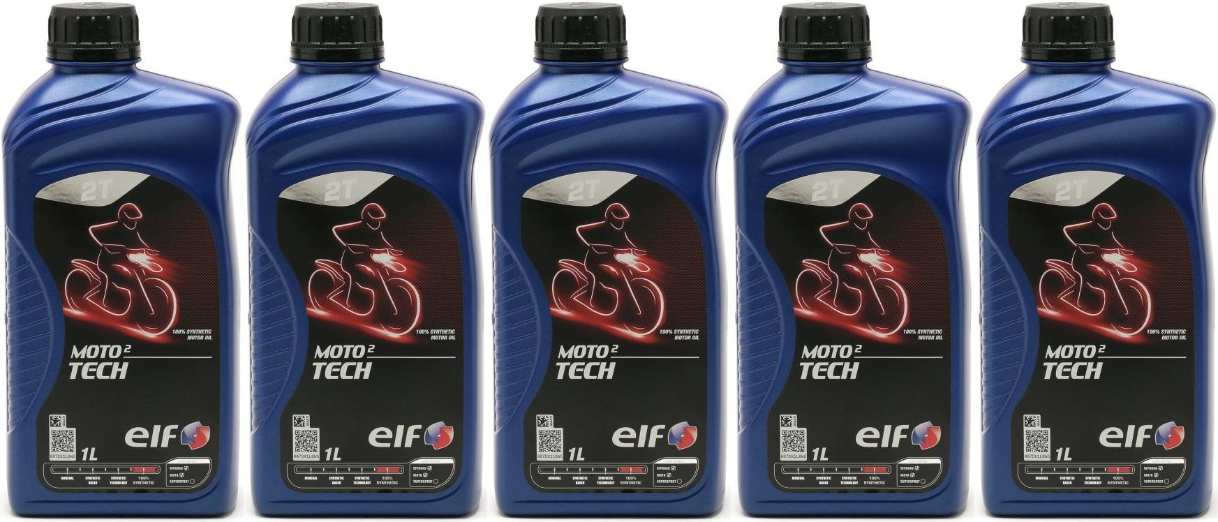 Elf Moto 2 tech 2T vollsynthetisches Motorrad Motoröl 5x 1l = 5 Liter