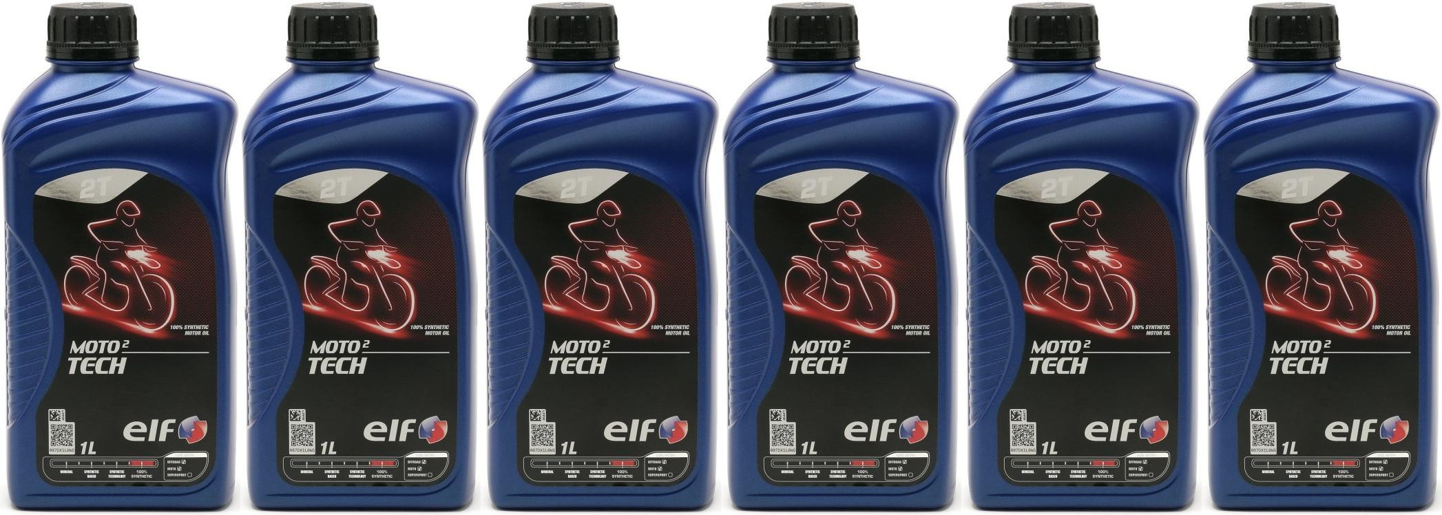Elf Moto 2 tech 2T vollsynthetisches Motorrad Motoröl 6x 1l = 6 Liter