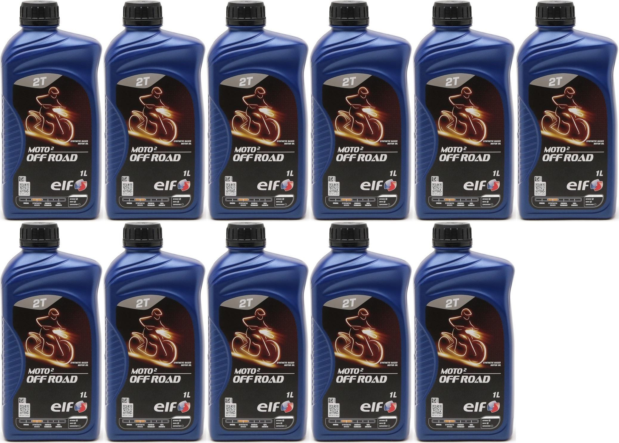 Elf Moto 2 Off Road teilsynthetisches 2T Motorrad Motorenöl 11x 1l = 11 Liter