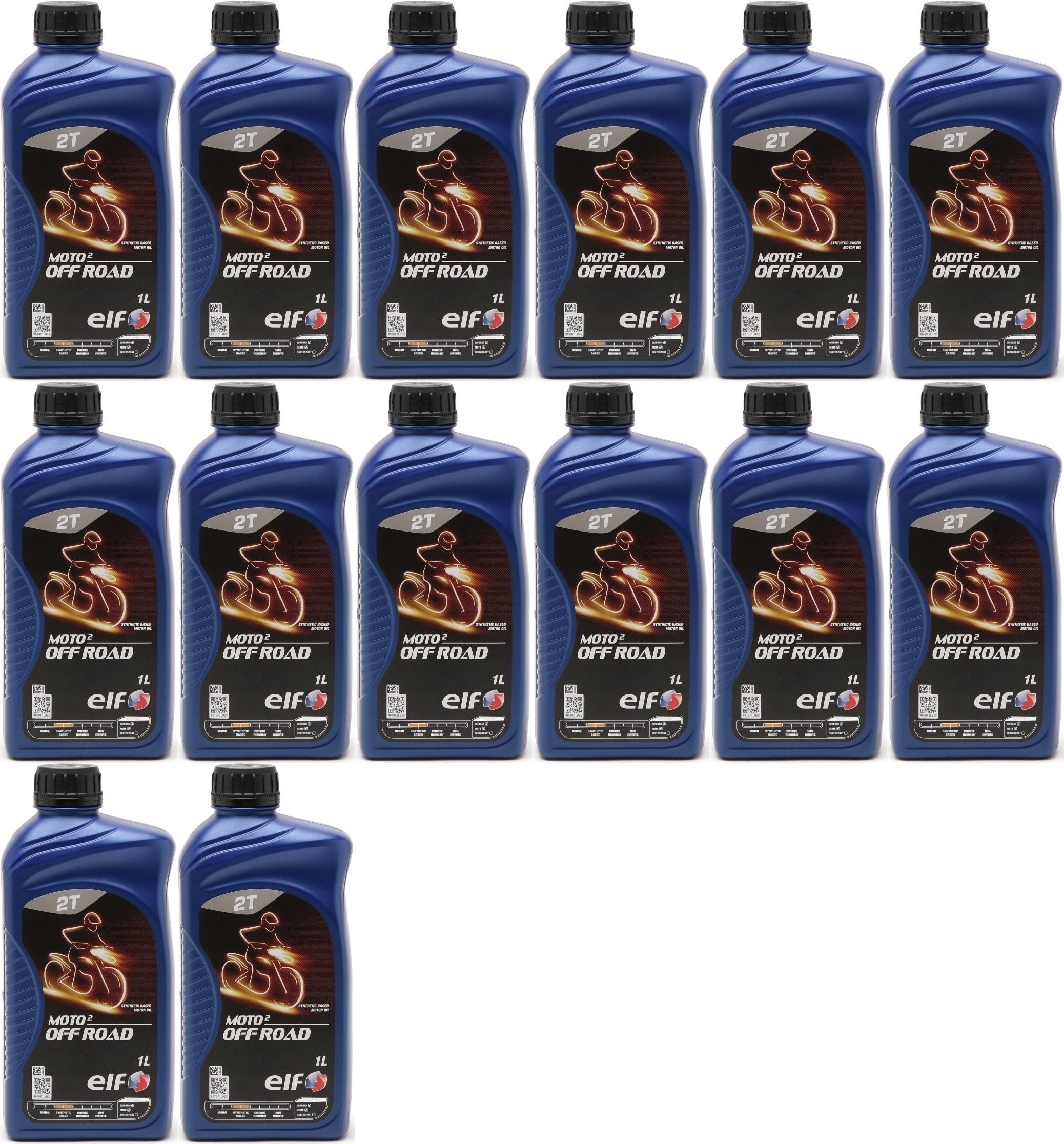 Elf Moto 2 Off Road teilsynthetisches 2T Motorrad Motorenöl 14x 1l = 14 Liter