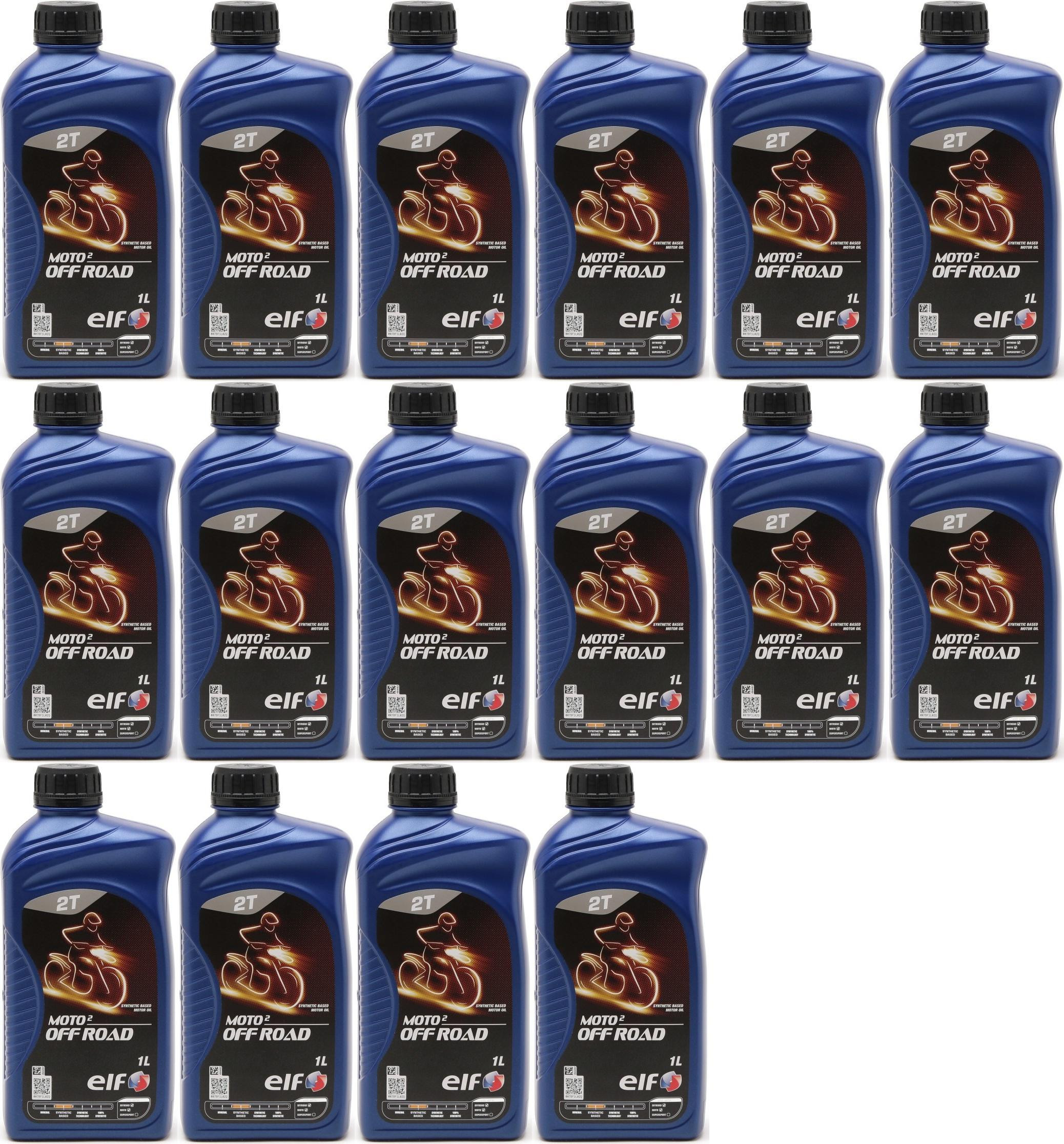 Elf Moto 2 Off Road teilsynthetisches 2T Motorrad Motorenöl 16x 1l = 16 Liter