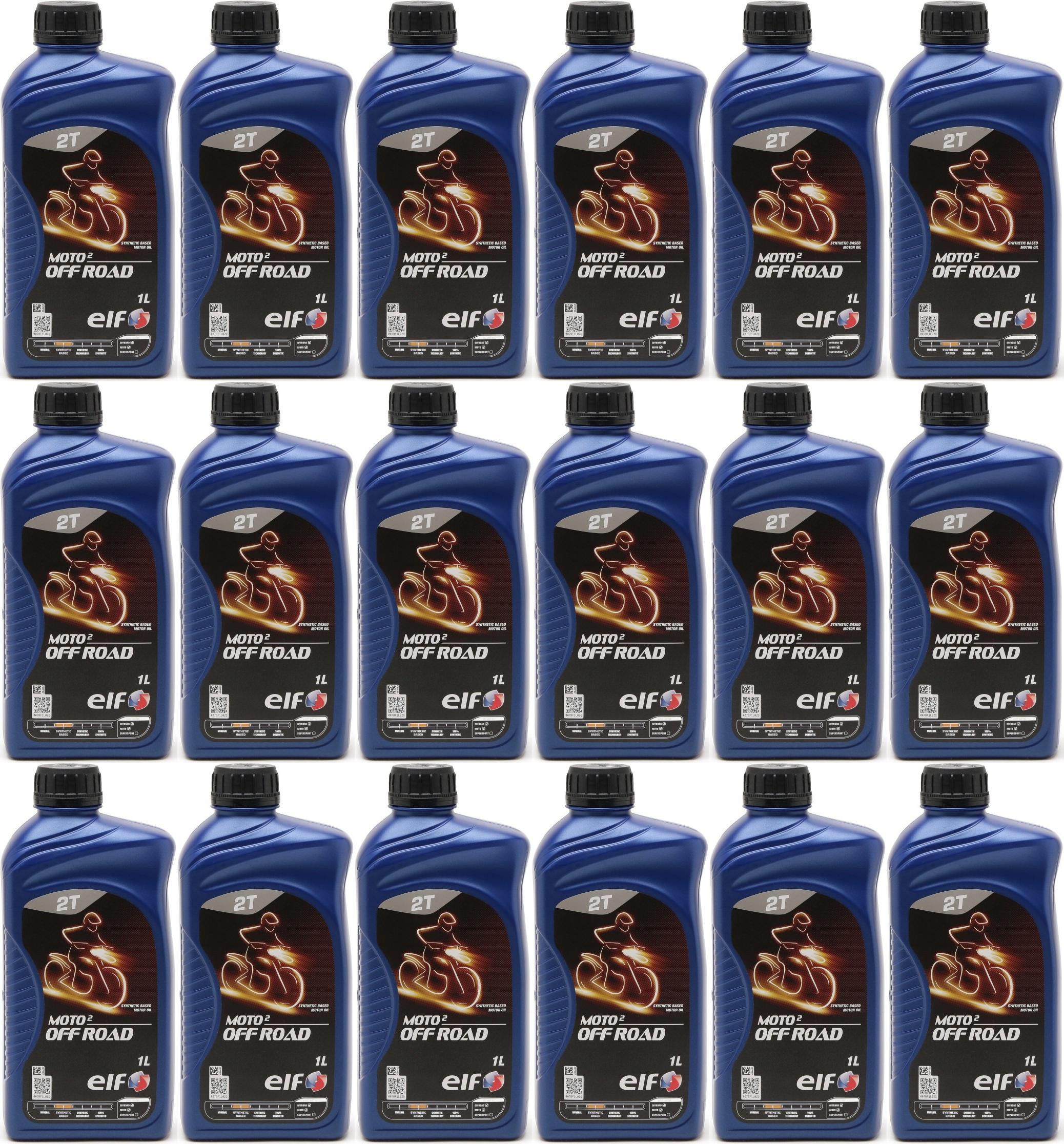 Elf Moto 2 Off Road teilsynthetisches 2T Motorrad Motorenöl 18x 1l = 18 Liter