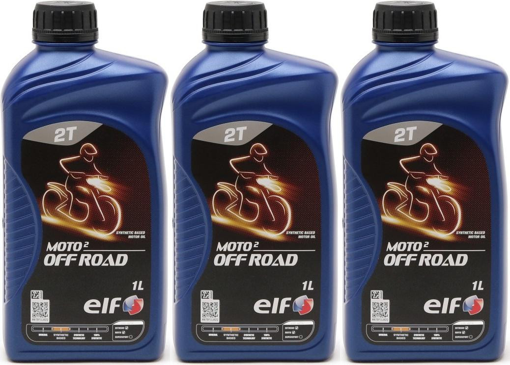 Elf Moto 2 Off Road teilsynthetisches 2T Motorrad Motorenöl 3x 1l = 3 Liter