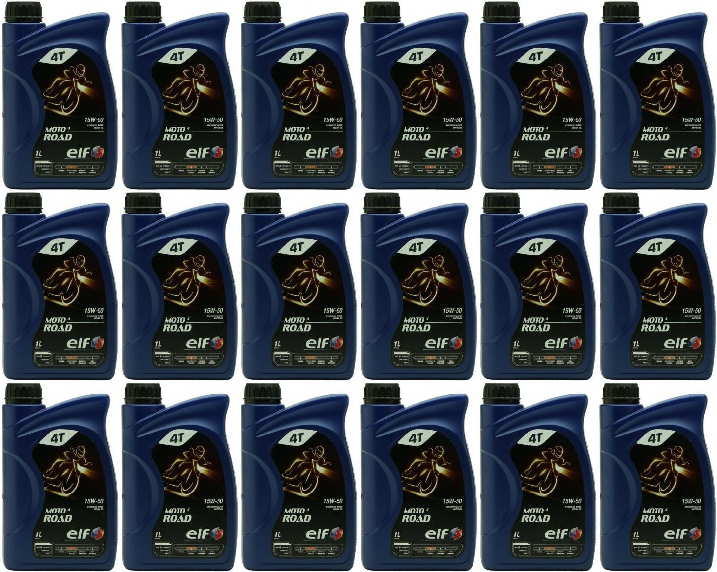 Elf Moto 4 Road 15W-50 4T Motorrad Motoröl 18x 1l = 18 Liter