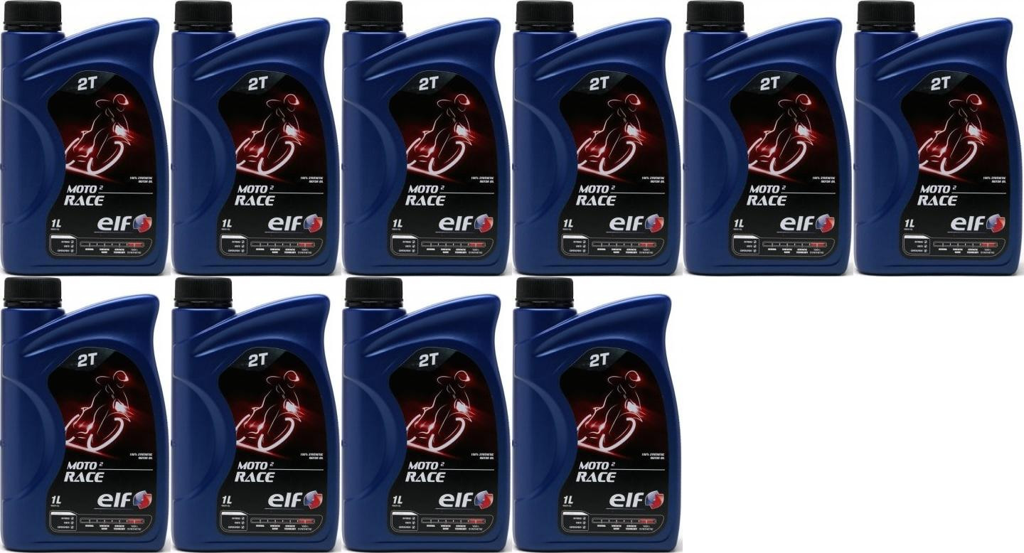 Elf Moto 2 Race 2-T vollsynthetisches 100% Ester Motorrad Motoröl 10x1l=10 Liter