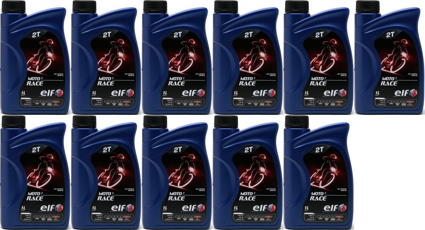 Elf Moto 2 Race 2-T vollsynthetisches 100% Ester Motorrad Motoröl 11x1l=11 Liter
