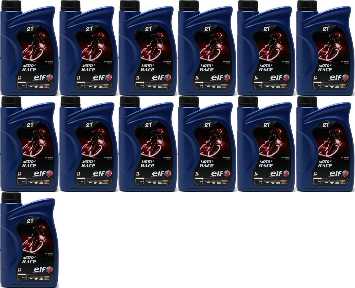 Elf Moto 2 Race 2-T vollsynthetisches 100% Ester Motorrad Motoröl 13x1l=13 Liter