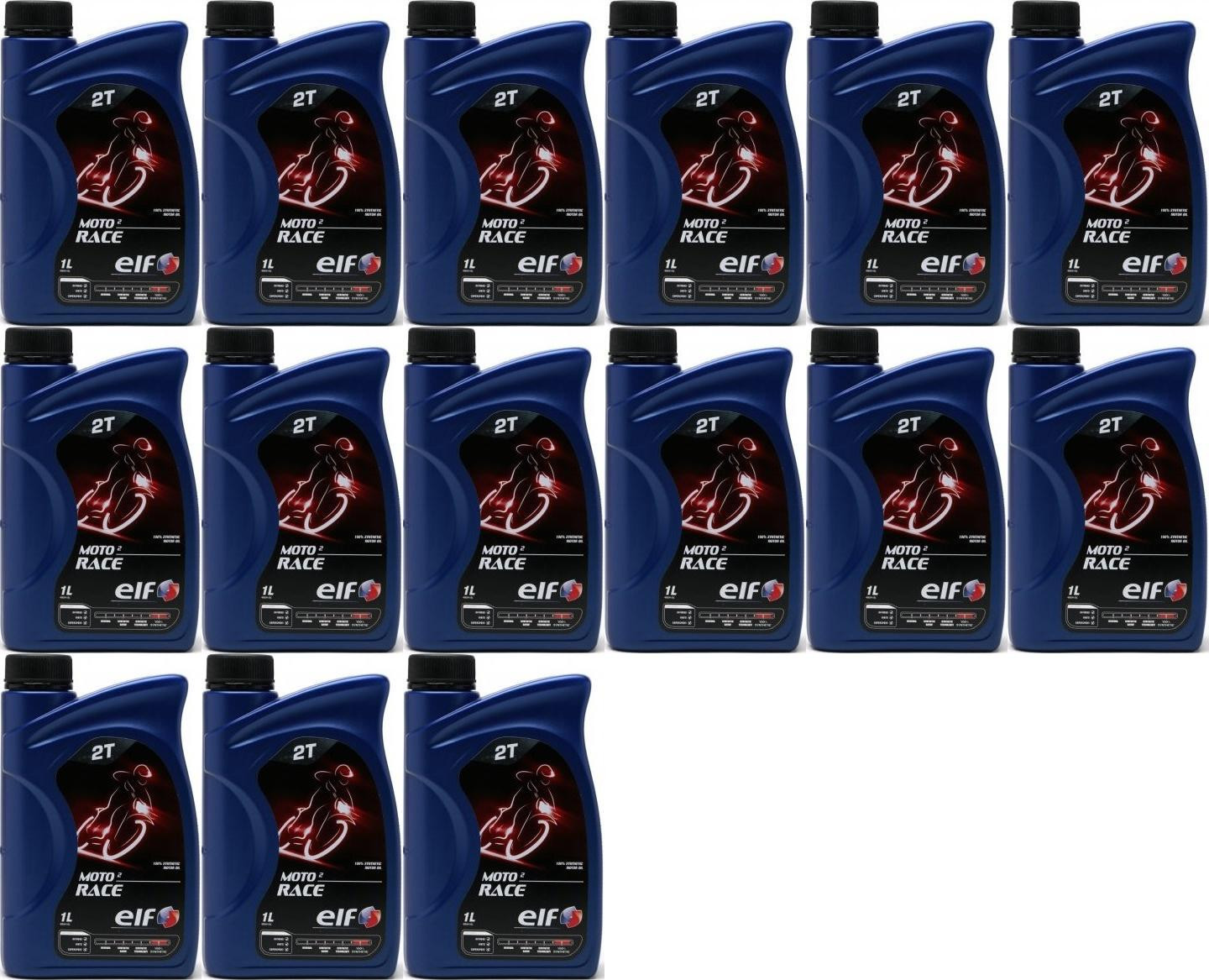Elf Moto 2 Race 2-T vollsynthetisches 100% Ester Motorrad Motoröl 15x1l=15 Liter